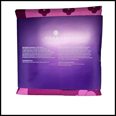 TATCHA Japanese Furoshiki Cloth Gift Fabric Wrap NEW 27  x 27  Purple Floral