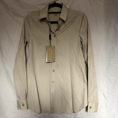 NEW Burberry Button Shirt Beige UK 4 XS Pit to Pit 16