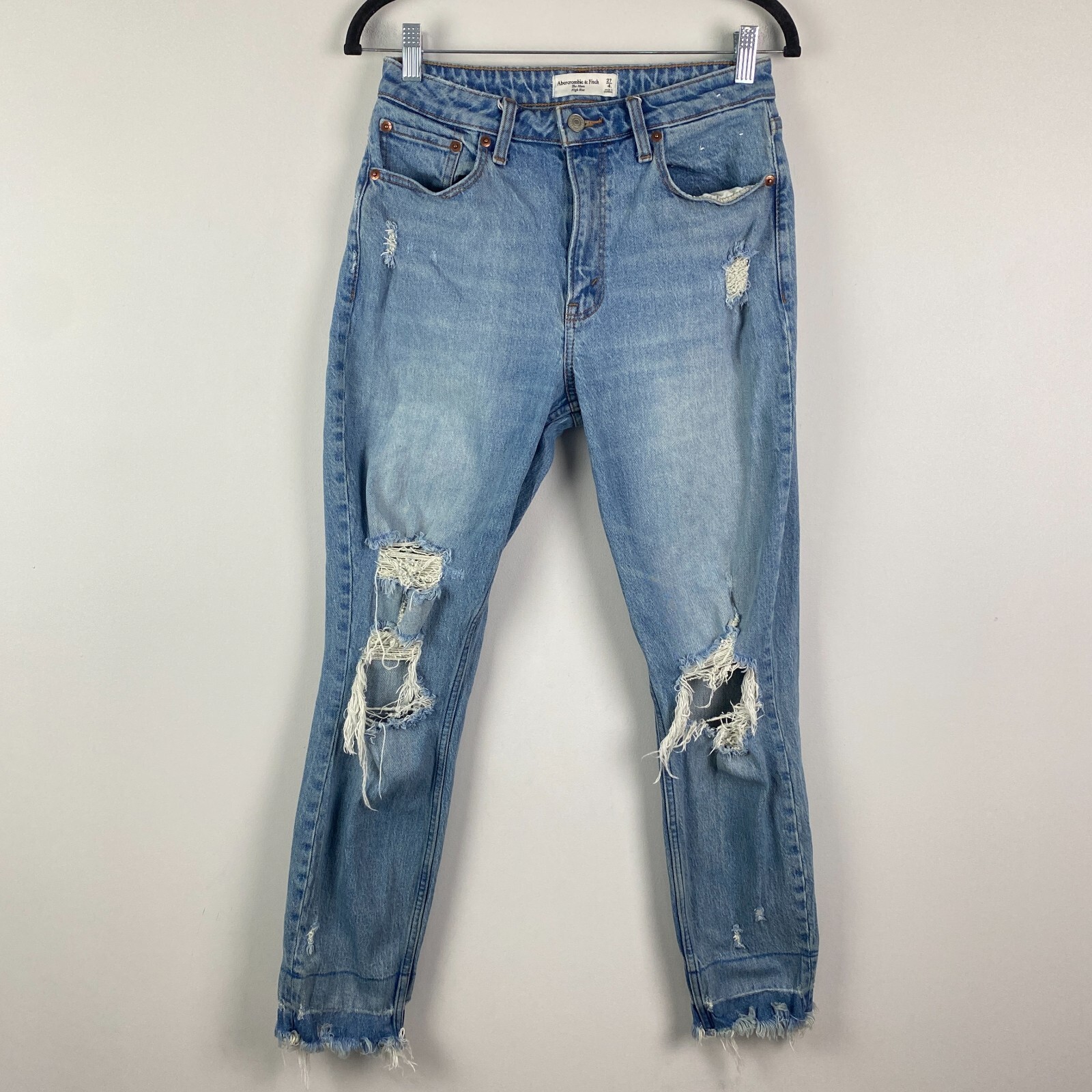 Abercrombie & Fitch High Rise Mom Jean Curve Love Distressed