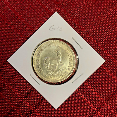 1948 South Africa Silver Coin 5 Shillings - George VI, Springbok, E10E