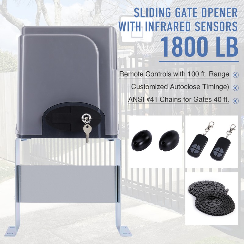 Smart Sliding 380W Gate Opener with Remote Control IR Sensors 1800lb ...