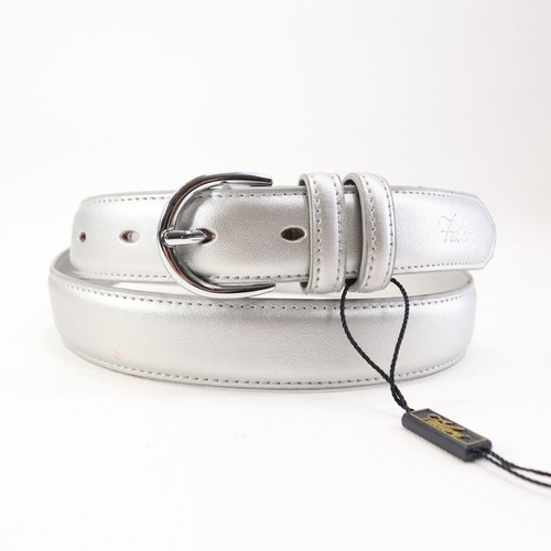 Falari Dress Belt Women M 34-36 Silver Leather Hardware Adjustable Buckle NWT