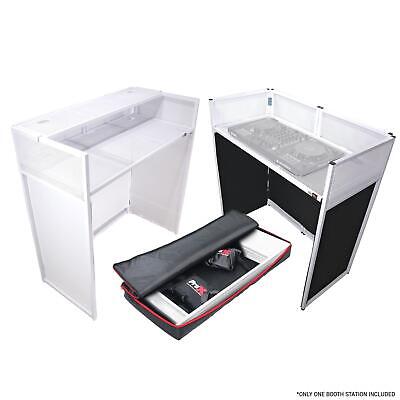 ProX XF-VISTA WH White Portable DJ Booth Facade Table Station w Scrim & Bag