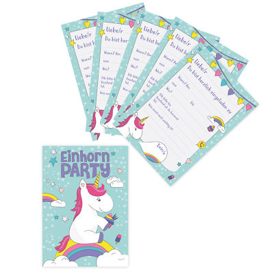 6 Einladungskarten zur Einhorn Party Einladungen Einhörner Party