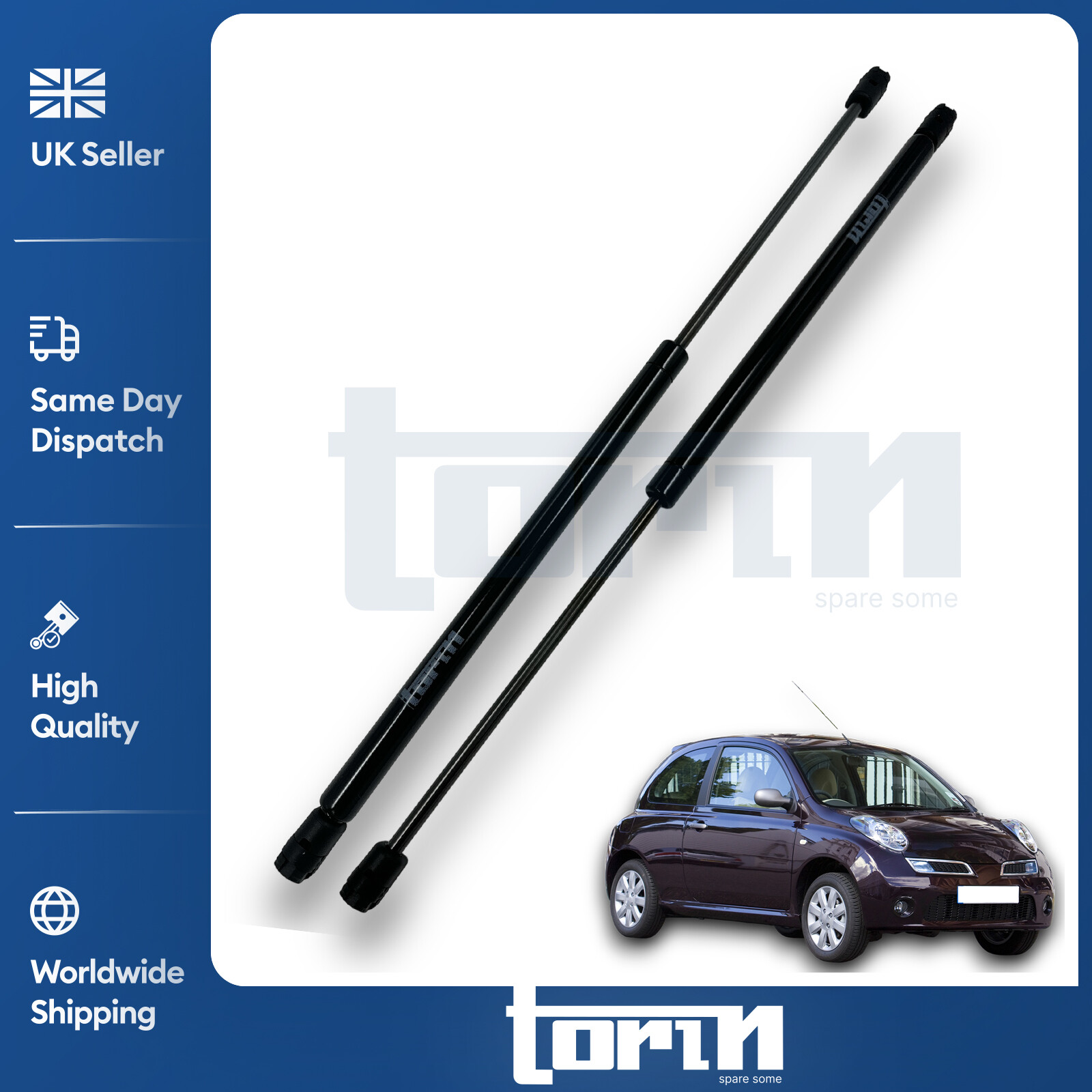 2X Rear Tailgate Boot Support Struts For Nissan Micra K12 Hatchback (2003-2010)