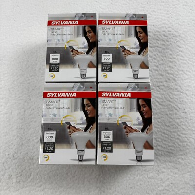 LOT OF 4 Light Bulb 800 Lumens Fully Dimmable BR30 Smart+ Sylvania