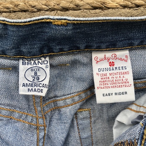 LUCKY BRAND Jeans Easy Rider Dungaree 6/28 X 40 Long Distressed Blue 325