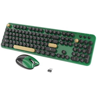 Wireless Keyboard,Cute Colorful 104 Keys Typewriter Round