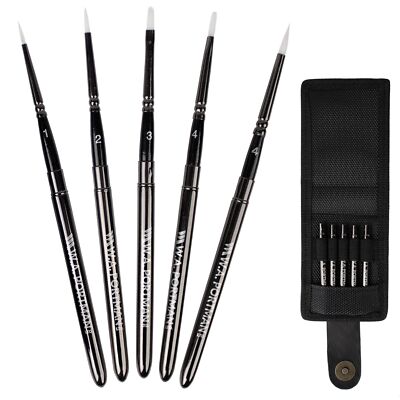 WA Portman 5pc Small Travel Paintbrush Set  Portable Watercolor Brushes Set of