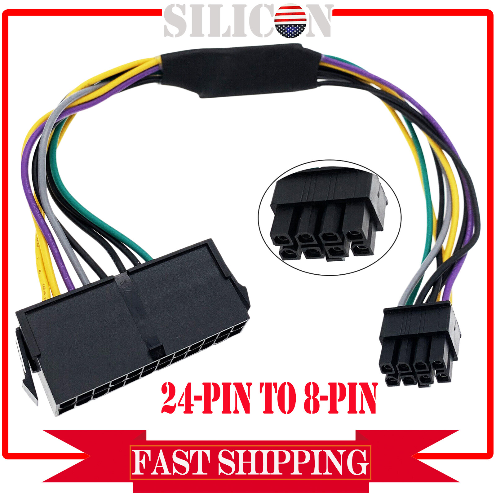 24-Pin to 8-Pin ATX Power Supply Adapter Cable for Dell Optiplex 3020 7020 9020