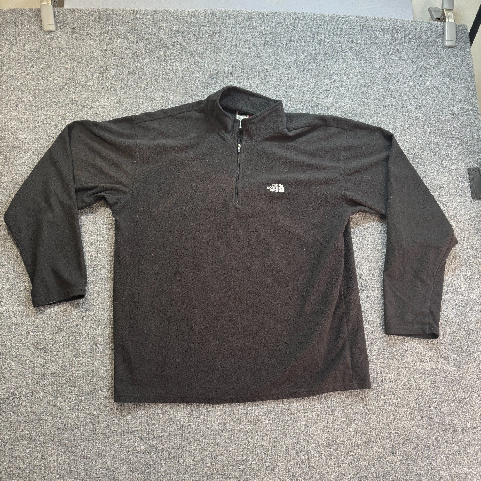North Face Sweatshirt Fleece Men's Pullover L Black 1/4 Zip