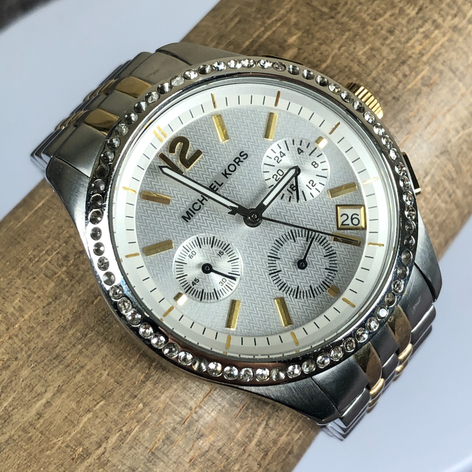 Michael Kors Women MK5098 Silver Dial Date Chronograph Two