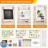 FUNLIO Anti-Warping Kids Art Easel, 3 Height Adjustable for Kids Aged 2-8, All-in-One Toddler Easel with Paper Roll and Erasable Frame, Standing Easel with Magnetic Chalkboard/Whiteboard (Blue)