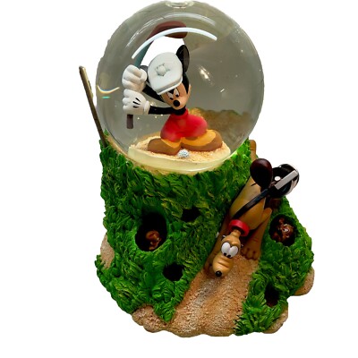 Retired Disney, Mickey Mouse Pluto Chip &Dale Golf Snow globe Music Box 