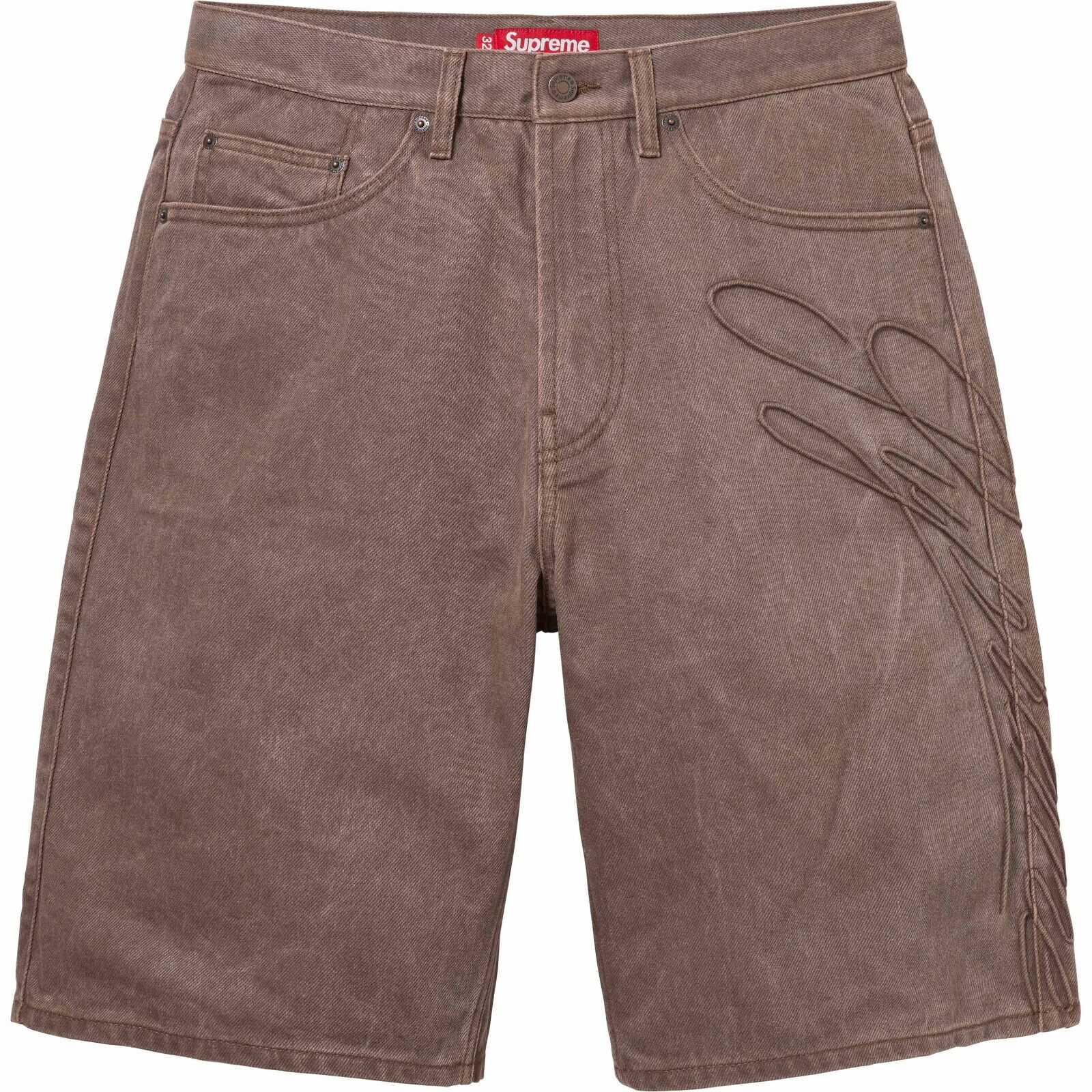 Supreme Script Baggy Denim Jean Shorts - Brown - Size 34 Supreme Script Baggy Denim Jean Shorts - Brown - Size 34