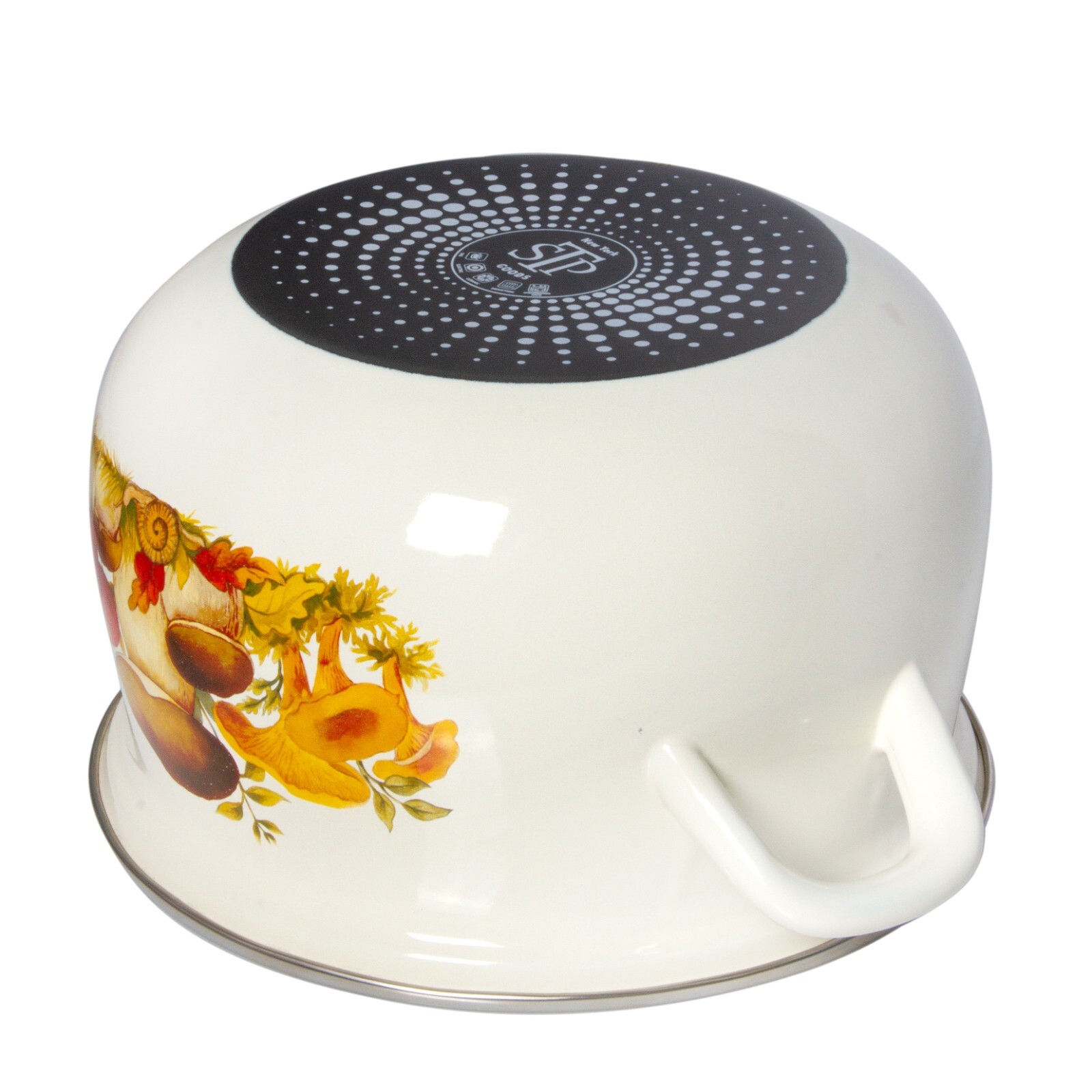 MUSHROOMS Enamelware Stockpot with Glass Lid, Enameled Cooking Pot 2.2 qt