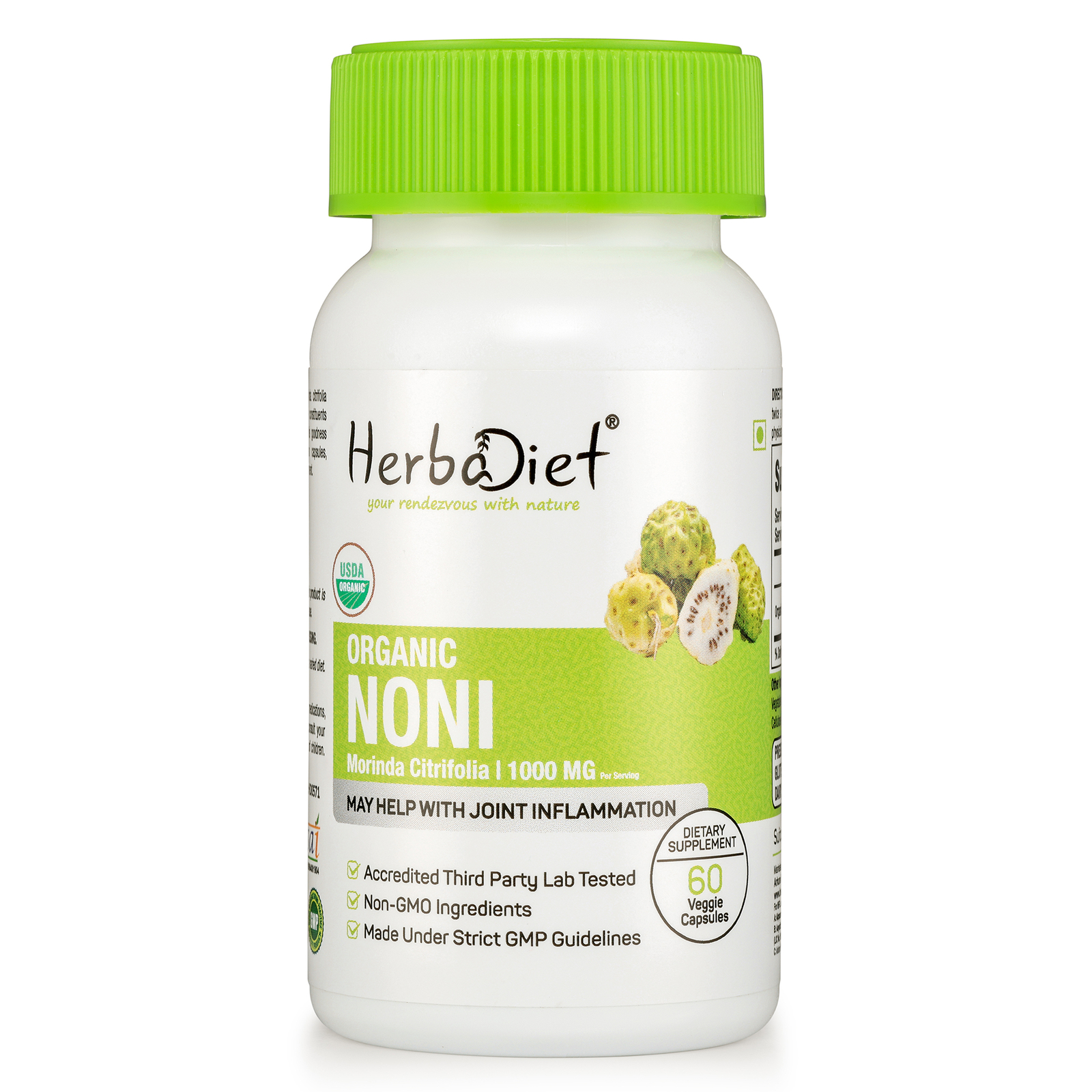 Organic Noni Fruit Capsules POWERFUL Morinda Citrifolia  Loss Energy Boost