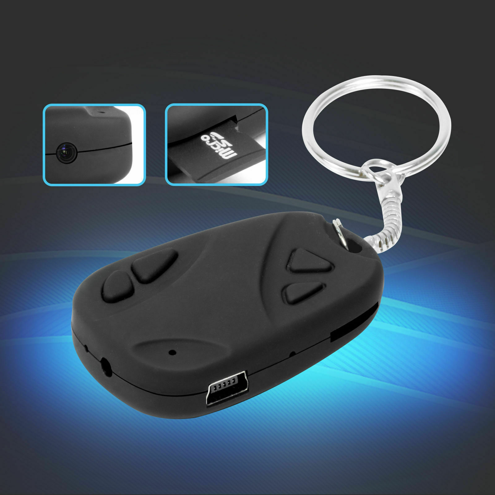 Mini Chiave Auto Telecamera Registra Video Audio Micro Sd Spy Cam Usb Spia