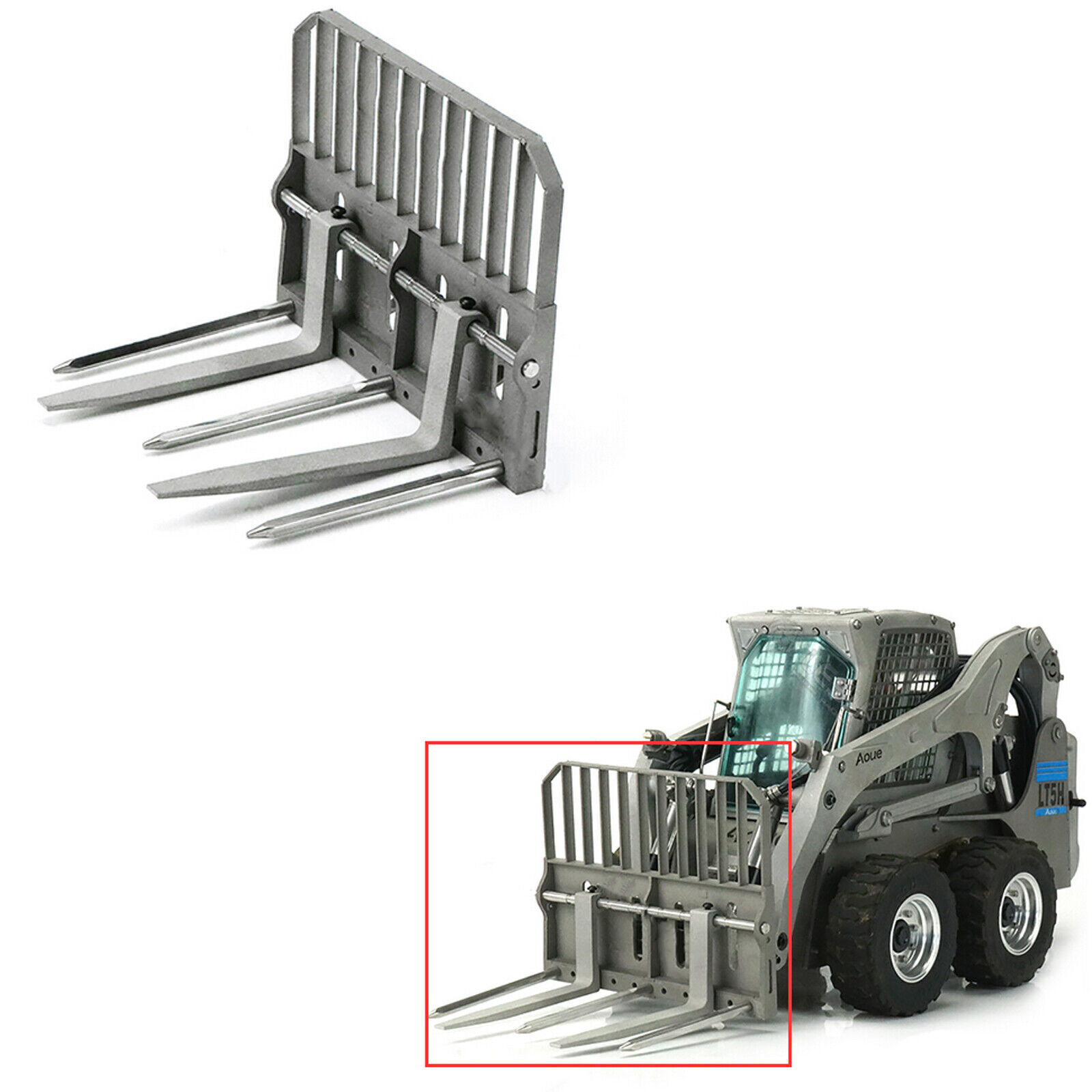 Bobcat Skid Steer Loader Metal Fork Bucket for 1/14 Engineer