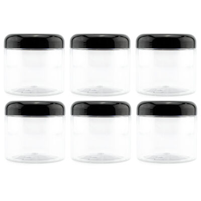 16oz Clear Plastic Jars w/ Domed Lids 6pk BPA Free PET Stackable Straight Sided