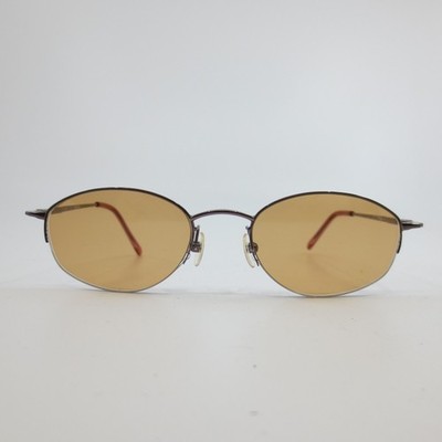 Technolite TL 520 Oval Sunglasses Gunmetal Metal Frame Amber Lens 49-18-135