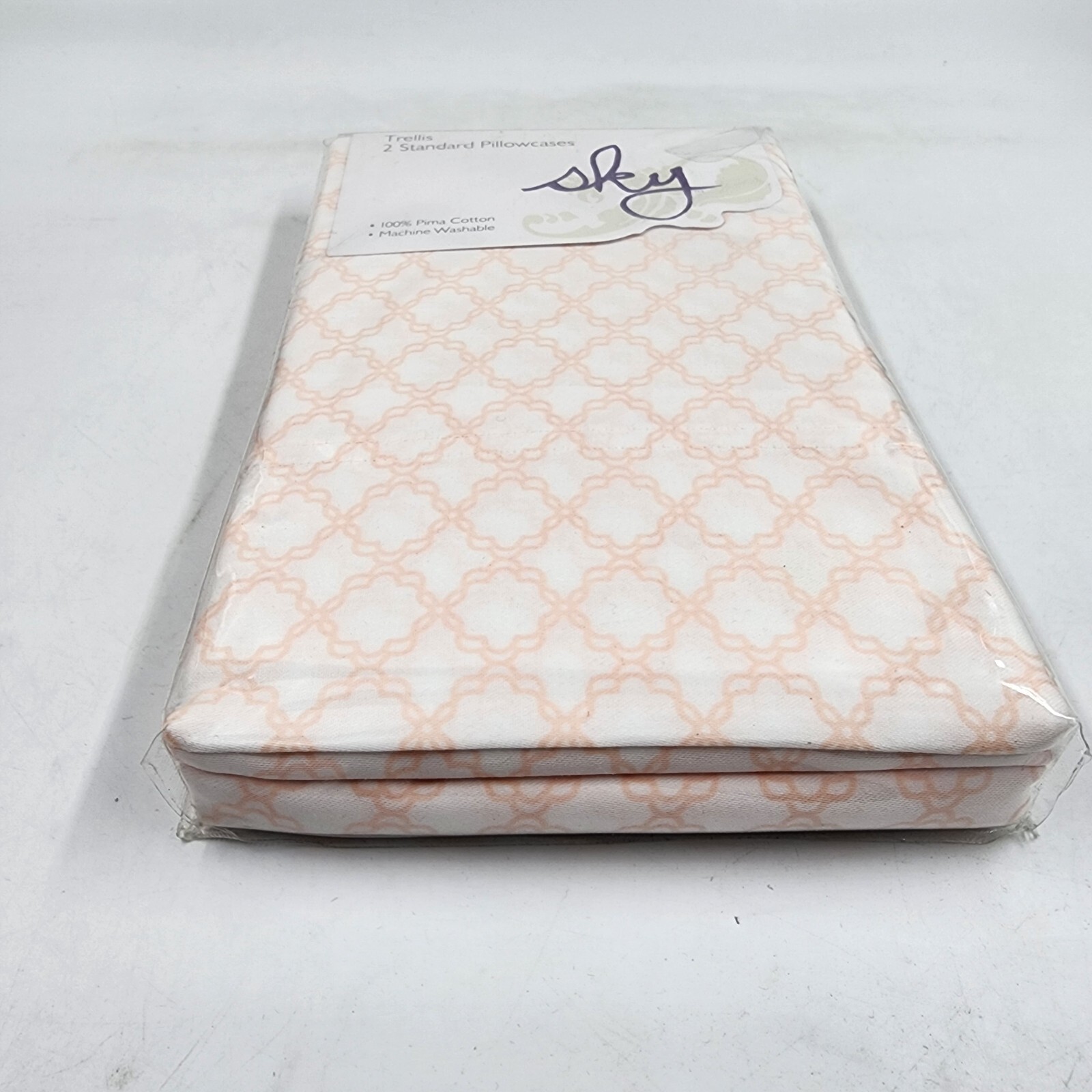 Sky Trellis Standard Pillowcases 20in x 28in Pastel Pink Geometric Design 2Pc - Picture 6 of 15