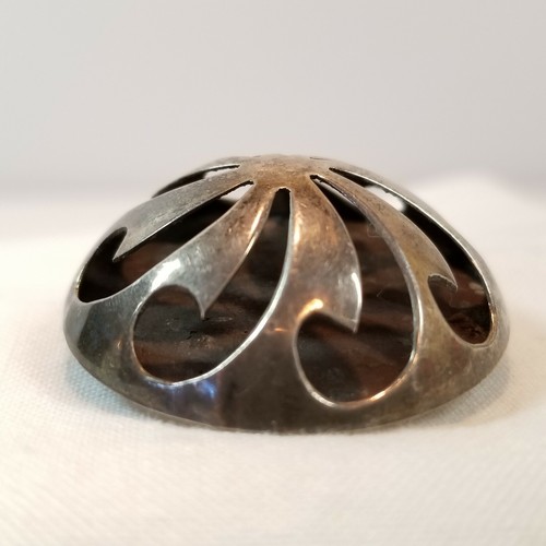 Taxco Mexico Sterling Silver Puffy Circle Cut Out Swirl Design Brooch Pendant