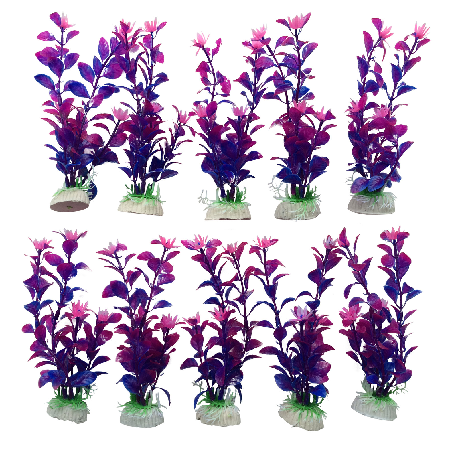 10 Pack Aquarium Fish Tank Plastic Plants for Decoration MULTIPLE