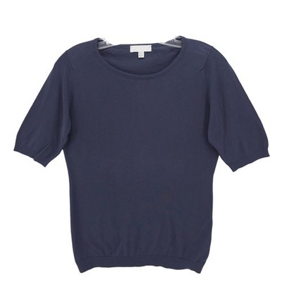 JOHN SMEDLEY Sea Island Cotton Navy Blue Tee Knit Top Women's Size MEDIUM
