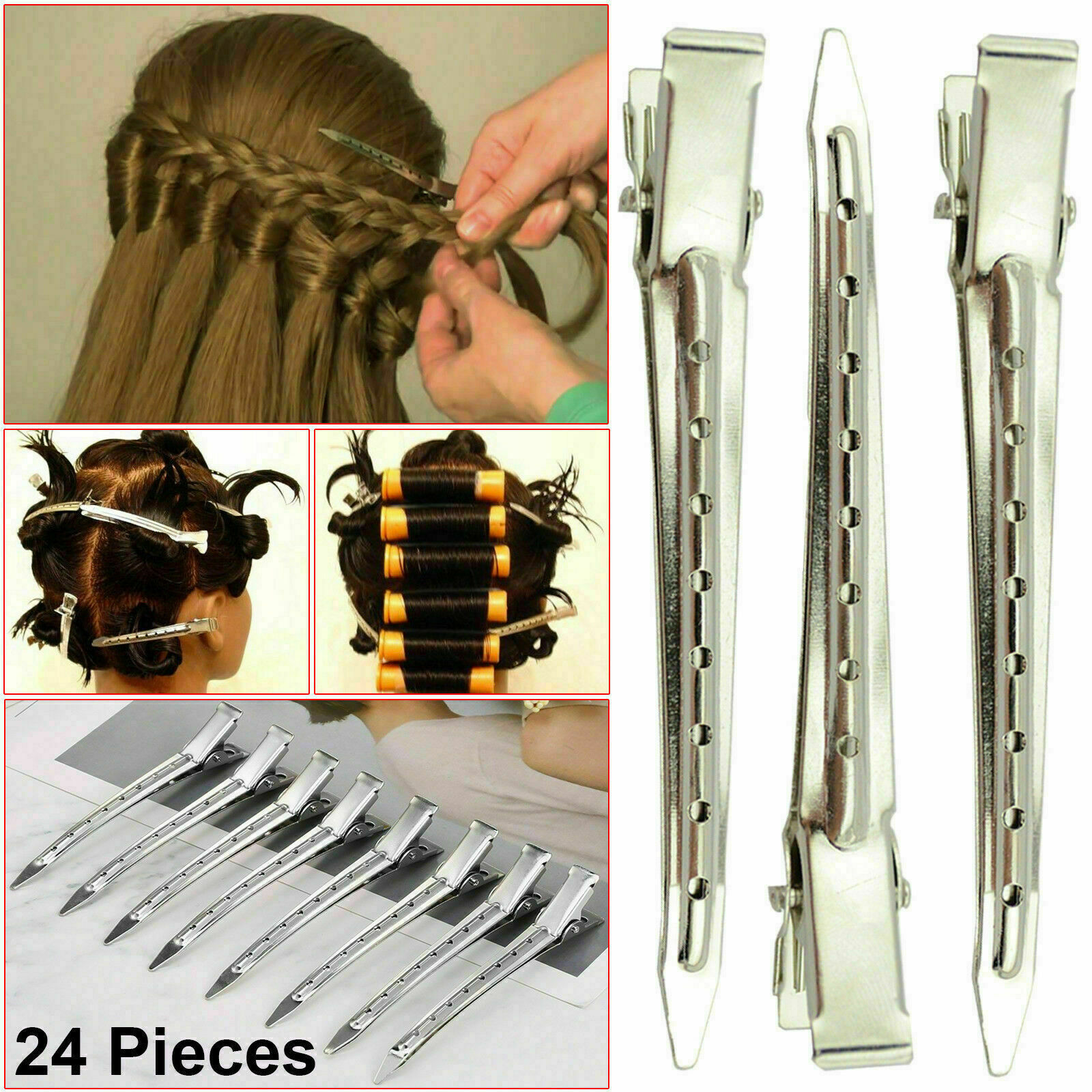Metal Hair Sectioning Clips Sprung Strong Grip Hairdressing Hair Clip 24 Pieces eBay