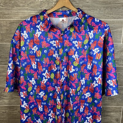 Destroyer Rocks Tag Hawaiian Shirt Men's XL Red N Pineapple Print Nebraska?