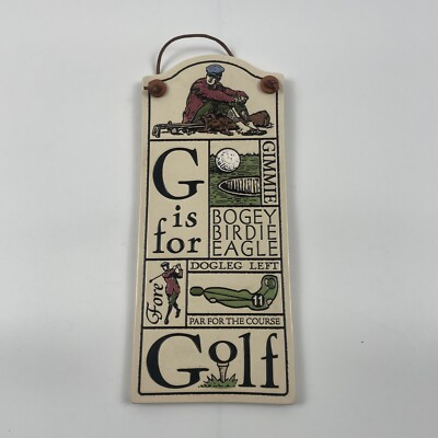 Spooner Creek Designs Handmade Glazed Ceramic Hanging Golf Themed Wall Tile