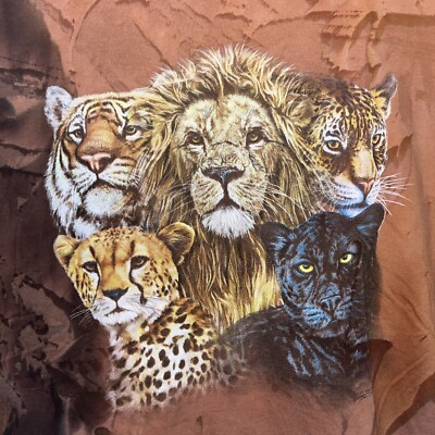 Lion Tiger Shirt Polar Graphics Great Cats USA Orange Brown Tie Dye  XXL Mens