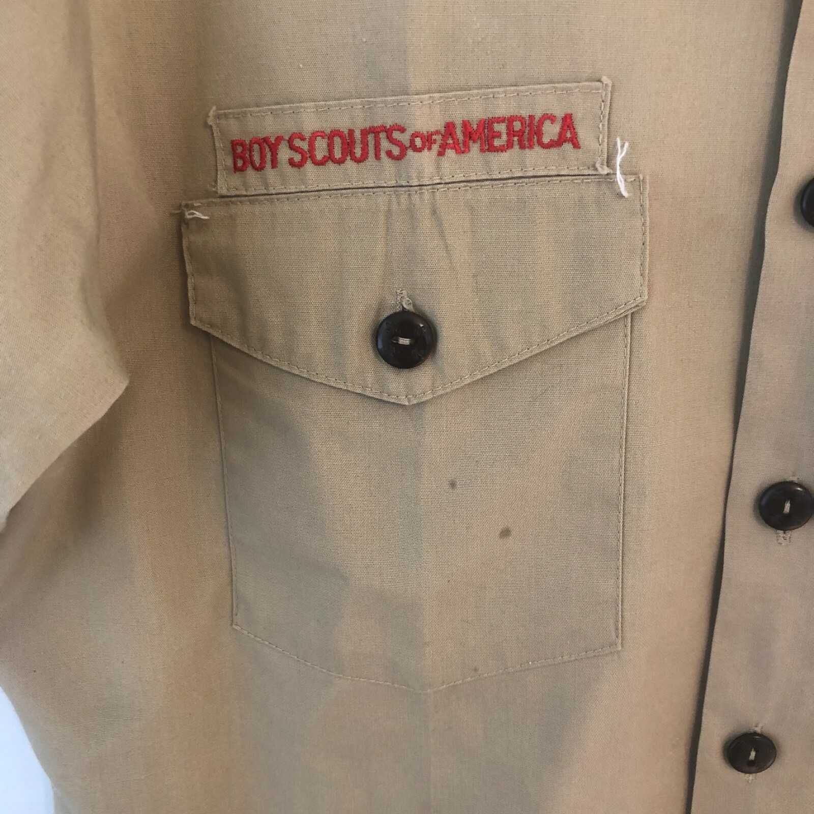 Boy Scouts Of America Official Mens Medium Uniform Shirt Beige w/ Patches