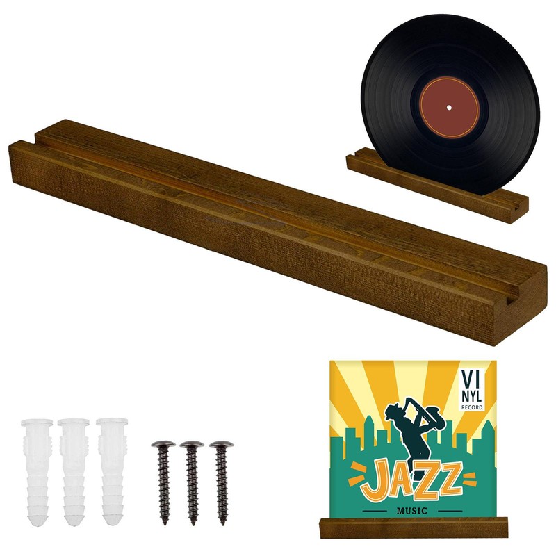 Vinyl Record Wall Mount Holder Rack Wood Elegant Display Ledge Record Stand Kit