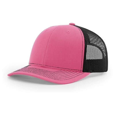 RICHARDSON 112 Trucker Hat Snapback Adjustable Cap One Size Fits Most Pink Black