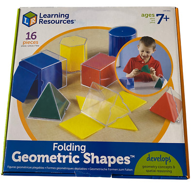FOLDING GEOMETRIC SHAPES 16 Pcs Teach &Learn 3D Figures Home & School Math