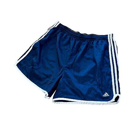 Rare 90s Adidas Satin Soccer Shorts  Silky Glanz Shiny Navy Blue Large