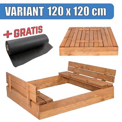 Sandkasten Sandbox mit Deckel SITZBÄNKEN Holz Sandkiste 150 , 120 , 120 + dach !