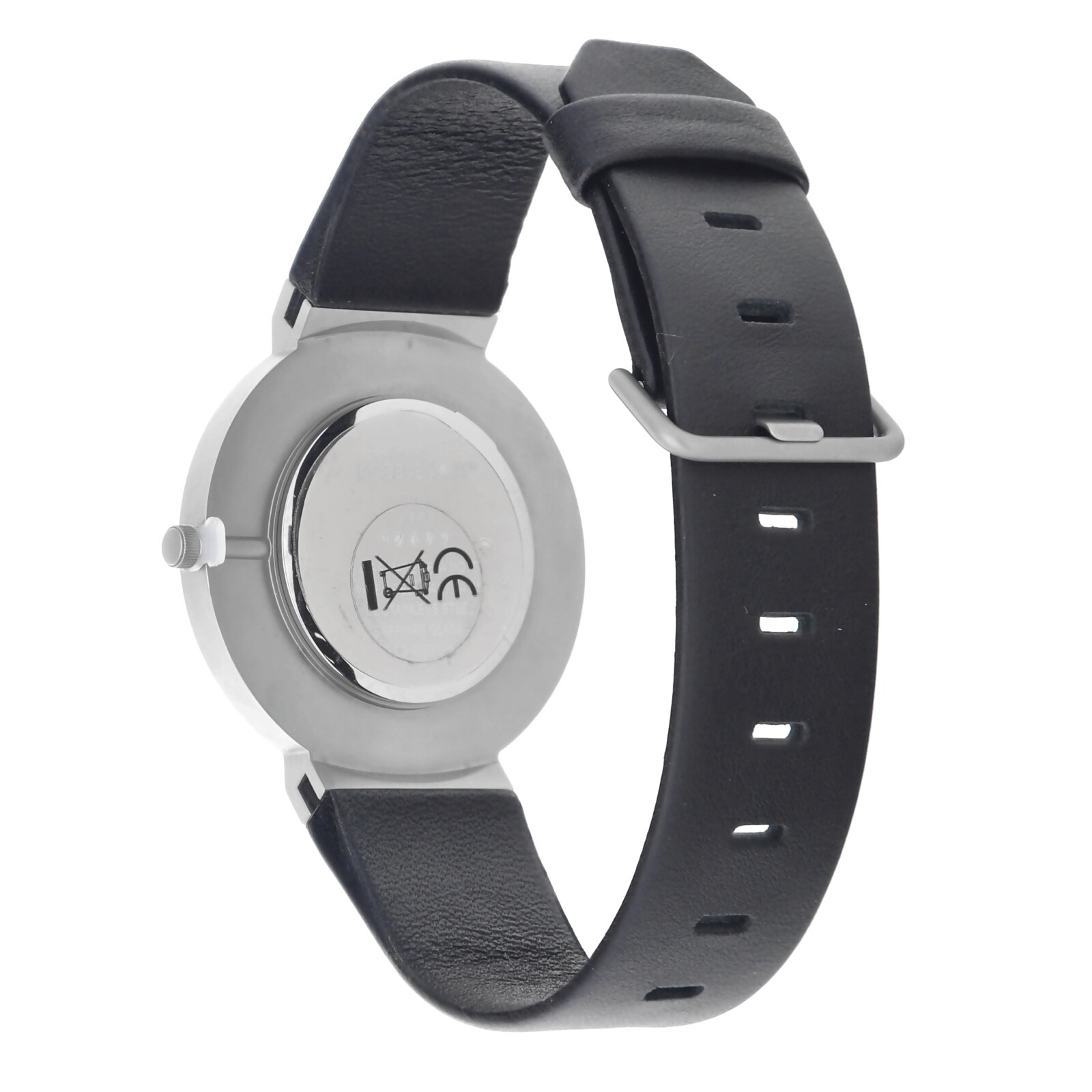 Pre-owned Jacob Jensen Design Jacob Jensen Dimension 860 Matte Black Dial Leather Swiss Quartz Men's Watch