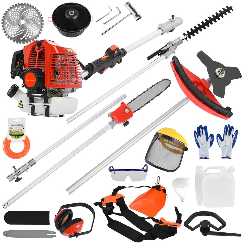 52CC Gas Powered Weed Eater Cutting Path 5 in 1 Brush Cutter Edger Lawn Tool