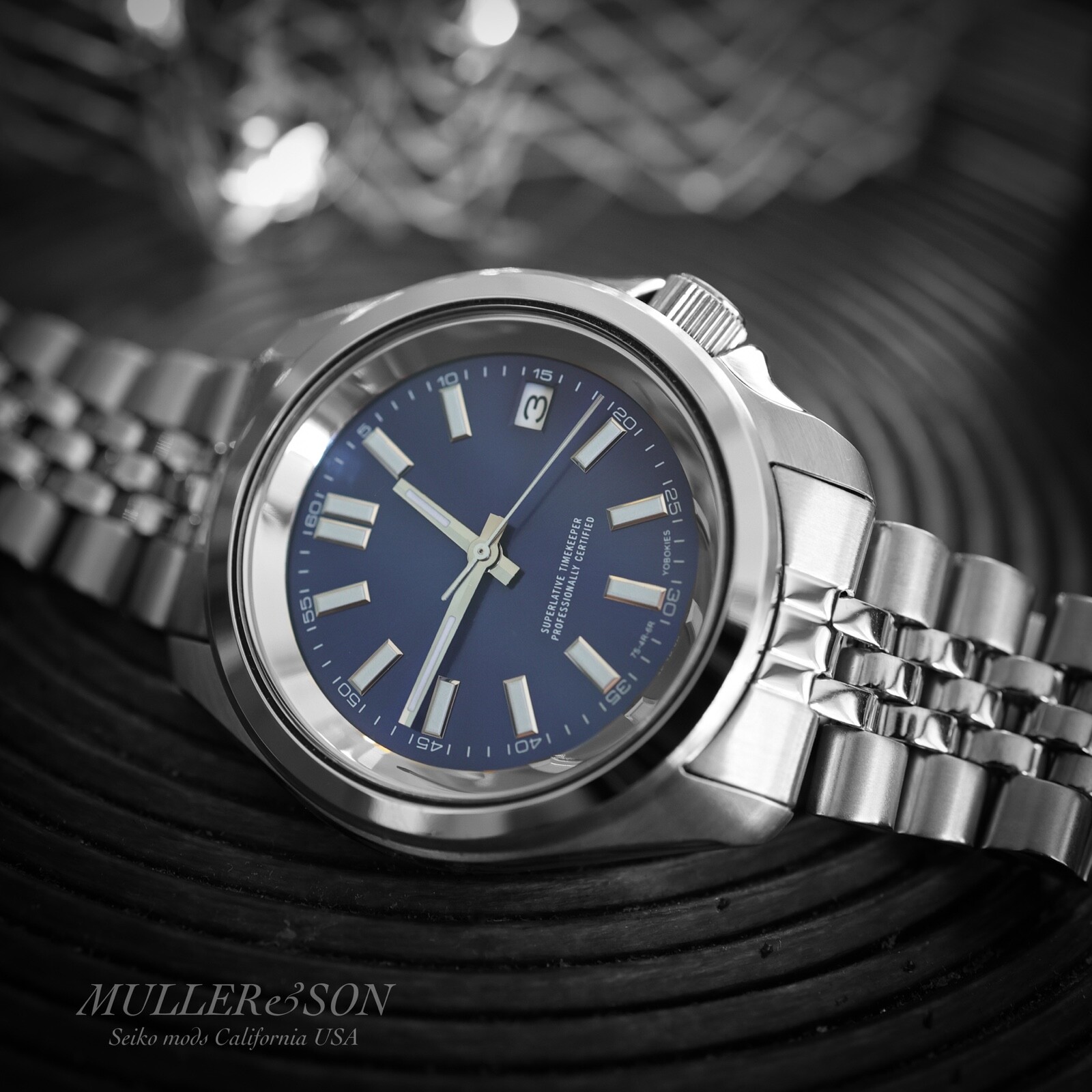 Pre-owned Müller&son [dj Watch Mod] 40mm Made From Seiko Srpe 4r36 + Jubilee Bracelet