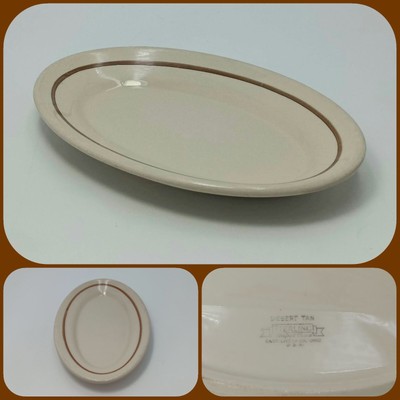 1 Sterling Oval Desert Tan Platter 8'' Brown Trimline Restaurant Ware Bread Side