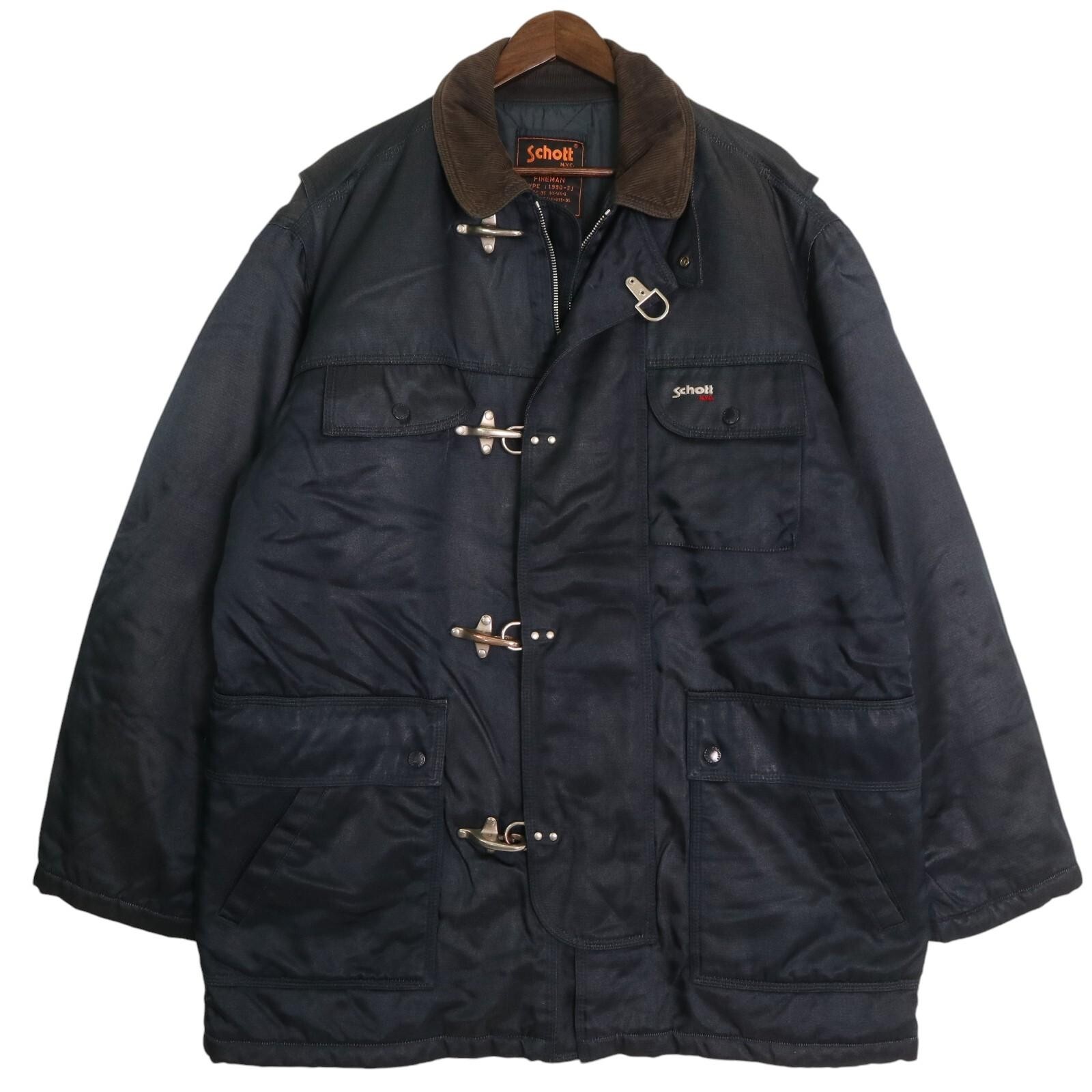 ジャケット・アウター in the attic 00s archive fireman jacket 90's Schott Cotton Nylon Fireman Jacket Black Mens XL