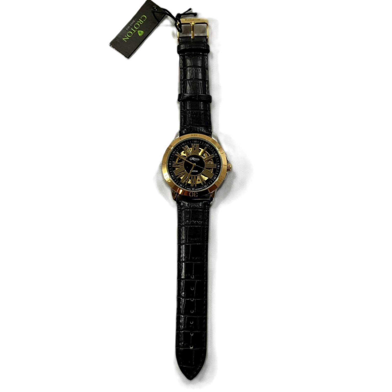 Pre-owned Croton Men's Watch Reliance Automatic Timepiece Partial Skeleton Gold 306076