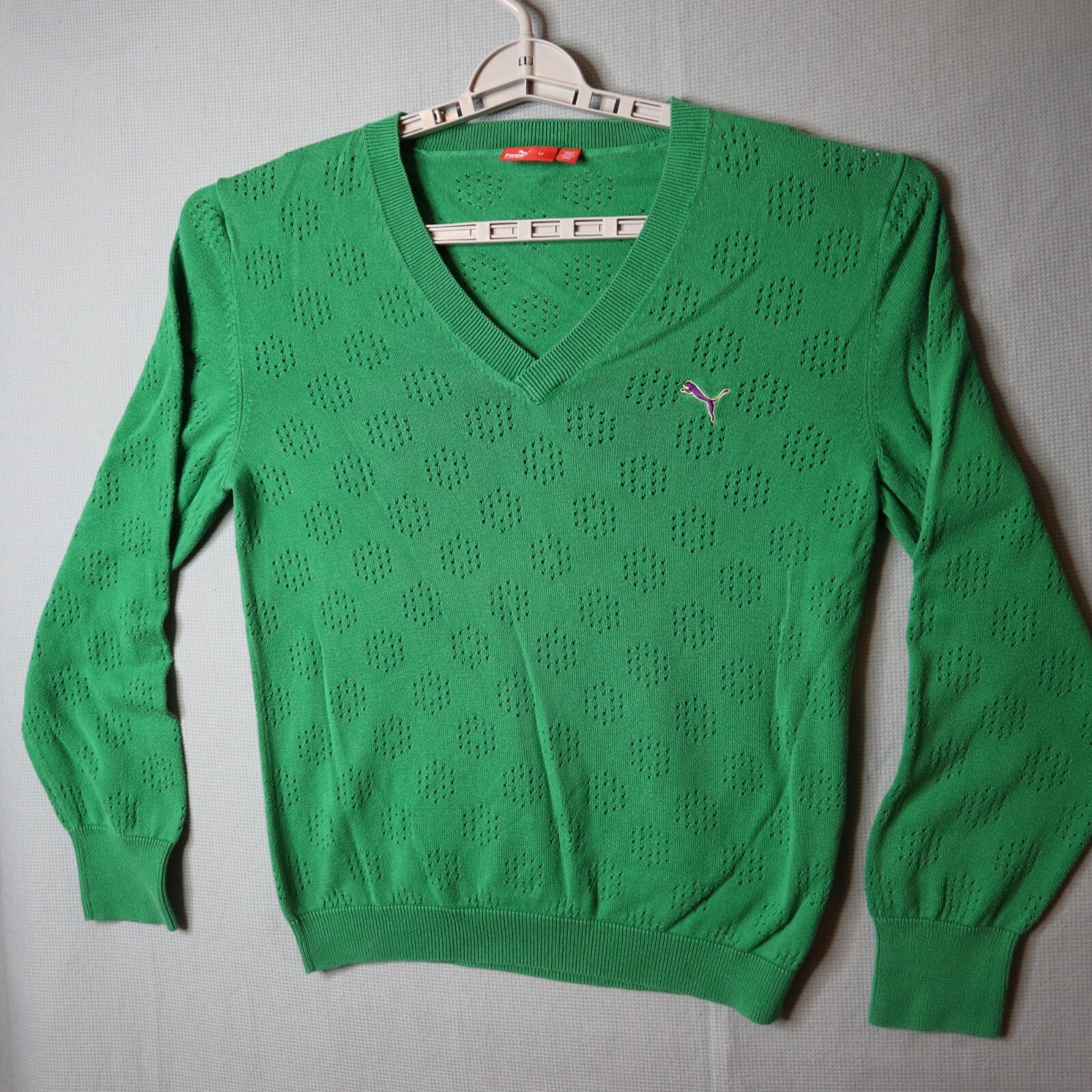 Golfickers V neck Pullover XL 未使用品 Puma Golf Sweater Size Medium Kelly Green V Neck Vented Knit
