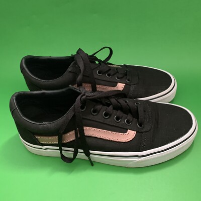 Vans Shoes  Men 8 Old Skool Skate Sneakers Black Rose Gold Canvas 500714