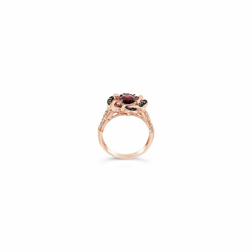 Pre-owned Le Vian Levian 14k Rose Gold Rhodolite G-h Vs2 Chocolate Diamond 1.35 Cts Ring Size 7 In Red