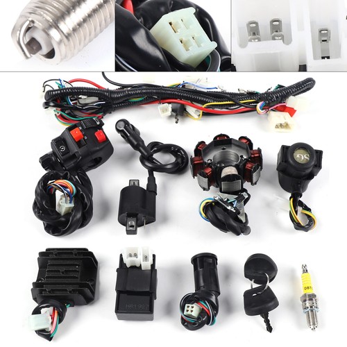 8 Pole 7 Wire Electric Wiring Harness Set For Go Kart GY6 125cc 150cc
