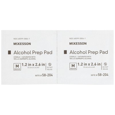 McKesson Sterile Alcohol Prep Pad Medium Nonwoven Gauze 58-204 Case of 4000